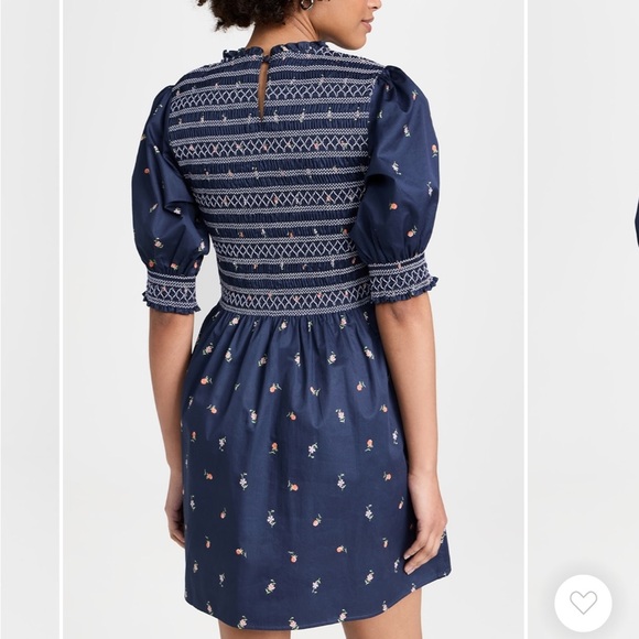 Navy Blue Floral Embroidered Vivi Hill House Home Nap Dress - Picture 3 of 14